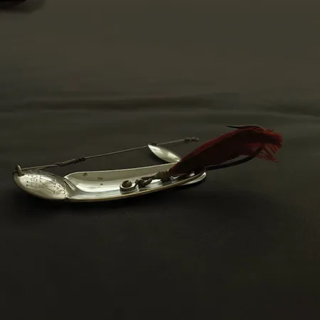 Vintage Heddon King Stanley, 3/4oz nickel/red fishing spoon #21122