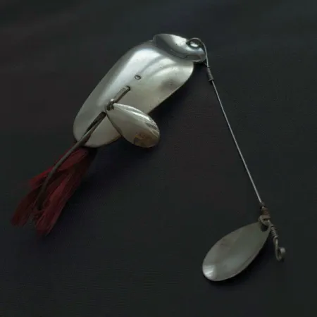 Vintage Heddon King Stanley, 3/4oz nickel/red fishing spoon #21122