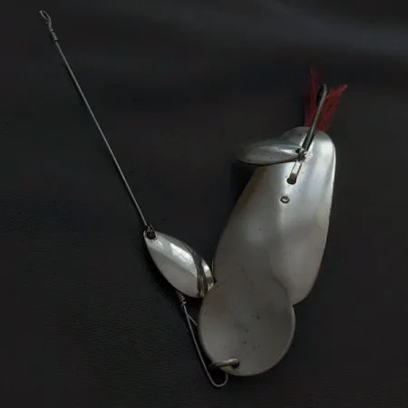 Vintage Heddon King Stanley, 3/4oz nickel/red fishing spoon #21122