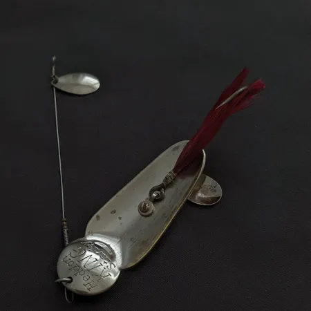 Vintage Heddon King Stanley, 3/4oz nickel/red fishing spoon #21122