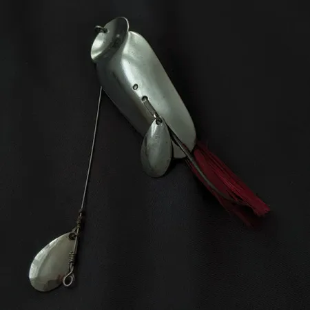 Vintage Heddon King Stanley, 3/4oz nickel/red fishing spoon #21122