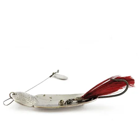 Vintage Heddon King Stanley, 3/4oz nickel/red fishing spoon #21122