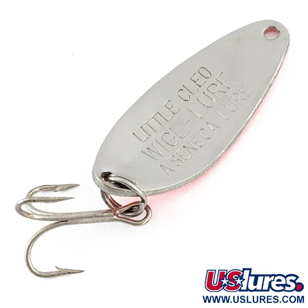 Vintage   Seneca Little Cleo, 1/4oz white pearl/orange/nickel fishing spoon #21147