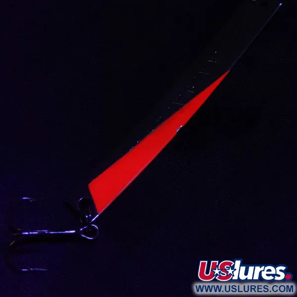 Vintage Yakima Bait Skiny-miny, 1/4oz nickel/orange UV fishing spoon #21164