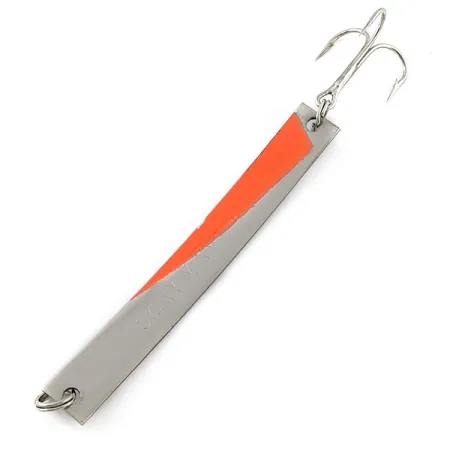 Vintage Yakima Bait Skiny-miny, 1/4oz nickel/orange UV fishing spoon #21164