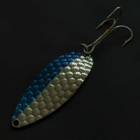 Vintage Acme Little Cleo bubbles, 3/4oz nickel/blue fishing spoon #21168