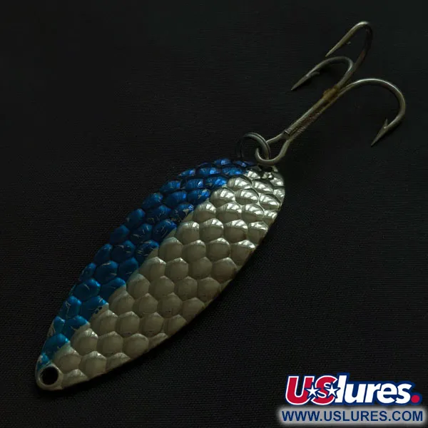 Vintage Acme Little Cleo bubbles, 3/4oz nickel/blue fishing spoon #21168
