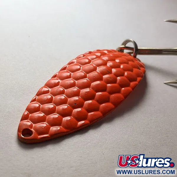 Vintage Acme Little Cleo bubbles, 3/4oz orange fishing spoon #21209