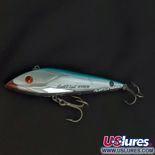 Vintage   Cotton Cordell Ratt'l Spot Minnow, 2/3oz silver/blue fishing lure #21234