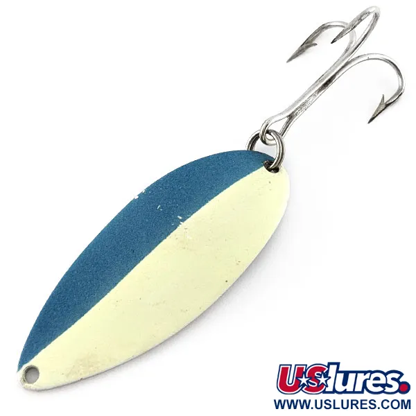 Vintage  Seneca Little Cleo (Hula Girl) Glow, 3/4oz nickel/blue/white Glow - glows in the dark fishing spoon #21243