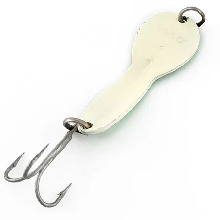 Vintage Glen Evans Loco 2 Glow, 1/4oz nickel/white/green Glow - glows in the dark fishing spoon #21300
