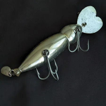 Vintage Whopper Stopper Hellbender, 3/4oz silver fishing lure #21376