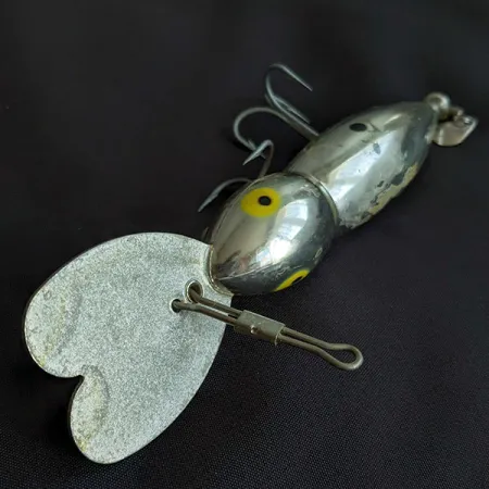 Vintage Whopper Stopper Hellbender, 3/4oz silver fishing lure #21376