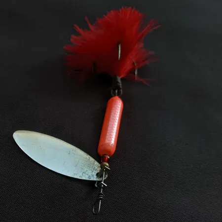 Vintage Morosco Swedish Swing, 1/2oz nickel/red UV spinning lure #21384
