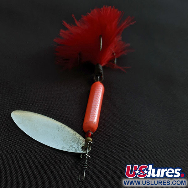 Vintage  Morosco Swedish Swing, 1/2oz nickel/red UV spinning lure #21384