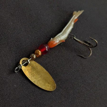 Vintage Renosky Lures Swiss Swing 0 Mino, 3/64oz gold spinning lure #21397