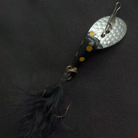 Vintage Glen Evans Gad-About , 2/5oz black fishing spoon #21410