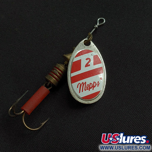 Vintage   Mepps Aglia 2, 3/16oz silver/red/white spinning lure #21412