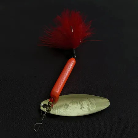 Vintage Yakima Bait Worden’s Original Rooster Tail, 1/2oz gold/hot pink spinning lure #21427