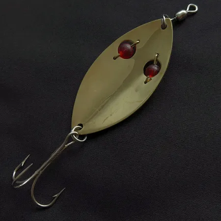 Vintage Gibbs Ruby Eye Wiggler, 1oz gold/red eyes fishing spoon #21454