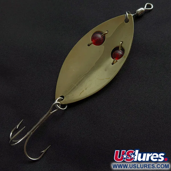 Vintage Gibbs Ruby Eye Wiggler, 1oz gold/red eyes fishing spoon #21454