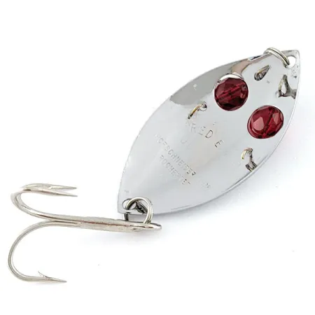 Vintage Hofschneider Red Eye Wiggler, 1/2oz nickel/ red eyes fishing spoon #21455
