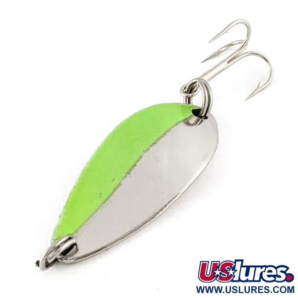 Vintage Acme Little Cleo, 1/8oz nickel/green fishing spoon #21472