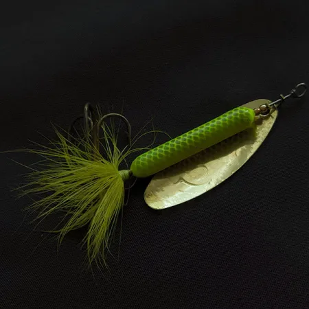 Vintage Yakima Bait Worden’s Original Rooster Tail, 1/2oz brass spinning lure #21475