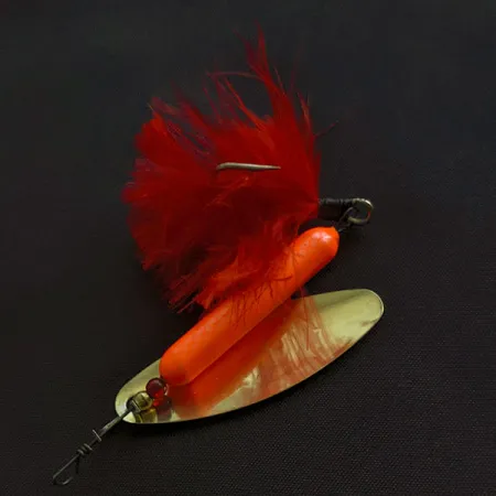Vintage Yakima Bait Worden’s Original Rooster Tail, 1/2oz gold/red spinning lure #21477