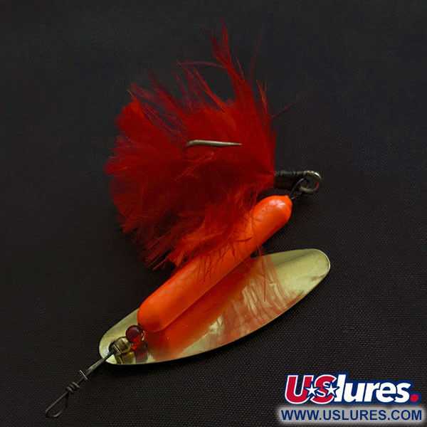 Vintage  Yakima Bait Worden’s Original Rooster Tail, 1/2oz gold/red spinning lure #21477