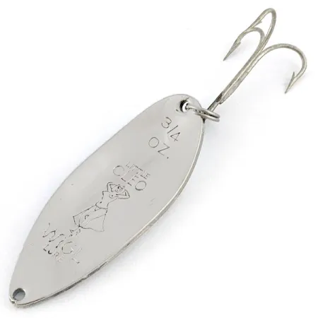 Vintage Seneca Little Cleo (Hula Girl), 3/4oz white pearl/blue fishing spoon #21495
