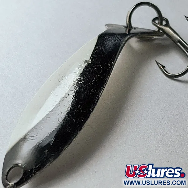 Vintage Worth Fly Rod Demon, 3/64oz black/white/nickel fishing spoon #21499