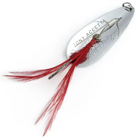Vintage Tony Accetta Weed-Dodger, 3/4oz nickel/red fishing spoon #21500