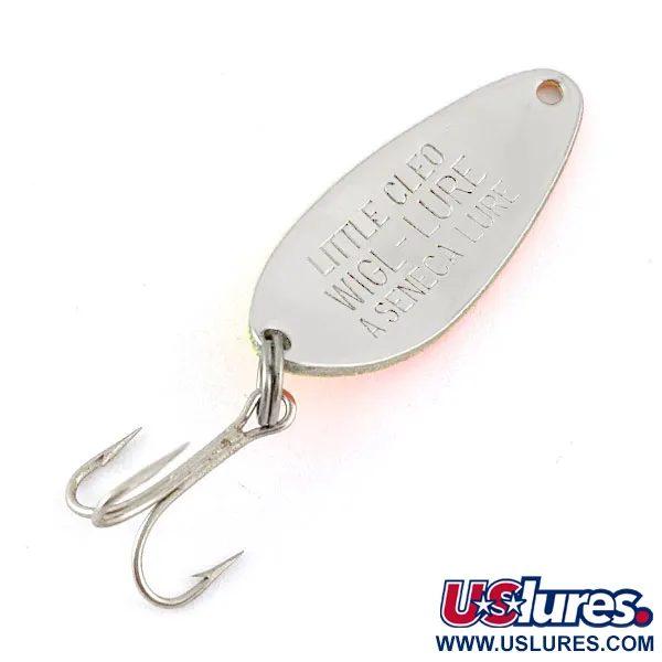 Vintage Seneca Little Cleo, 1/4oz yellow/orange/nickel fishing spoon #21505