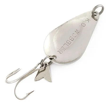 Vintage Acme K.O. Wobbler, 1/2oz white pearl/nickel fishing spoon #21510