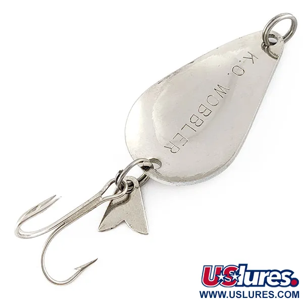 Vintage Acme K.O. Wobbler, 1/2oz white pearl/nickel fishing spoon #21510