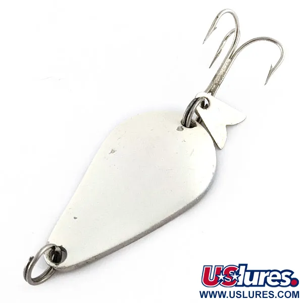 Vintage Acme K.O. Wobbler, 1/2oz white pearl/nickel fishing spoon #21510