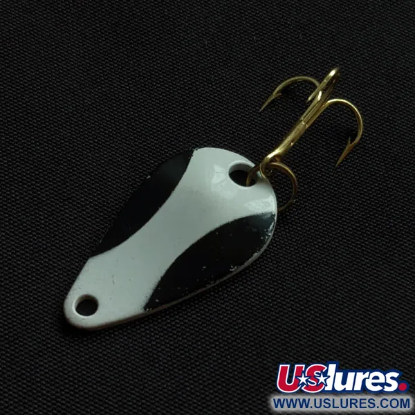Vintage Acme K.O. Wobbler, 1/8oz black/white/gold fishing spoon #21523