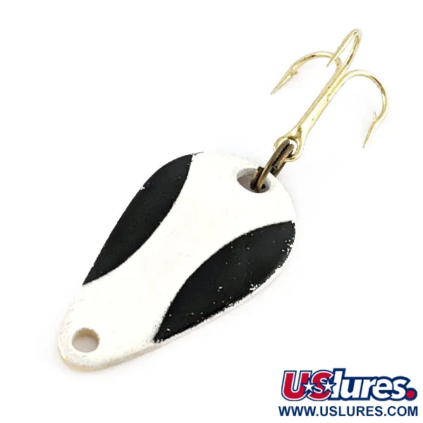 Vintage Acme K.O. Wobbler, 1/8oz black/white/gold fishing spoon #21523