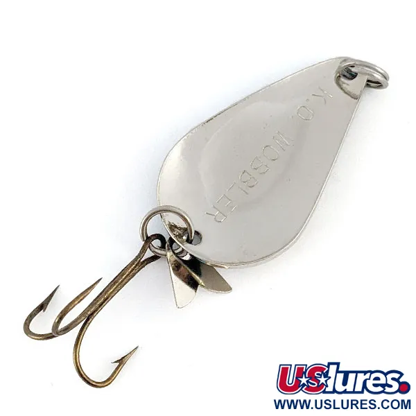 Vintage Acme K.O. Wobbler, 1/2oz nickel/blue fishing spoon #21531