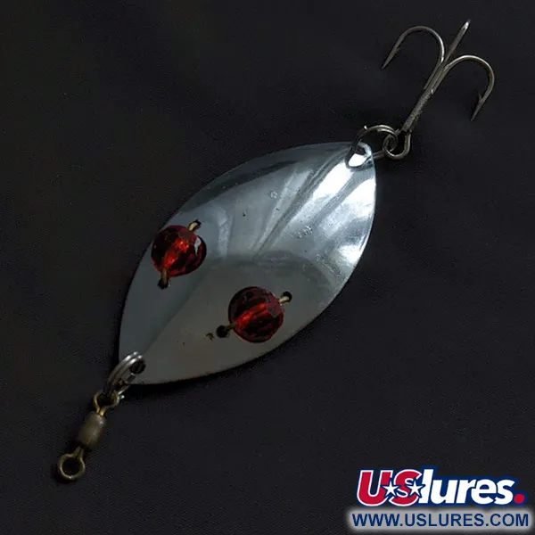 Vintage Hofschneider Red Eye Wiggler, 1oz nickel/red eyes fishing spoon #21548