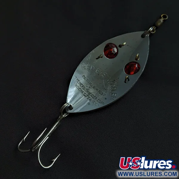 Vintage Hofschneider Red Eye Wiggler, 1oz nickel/red eyes fishing spoon #21548