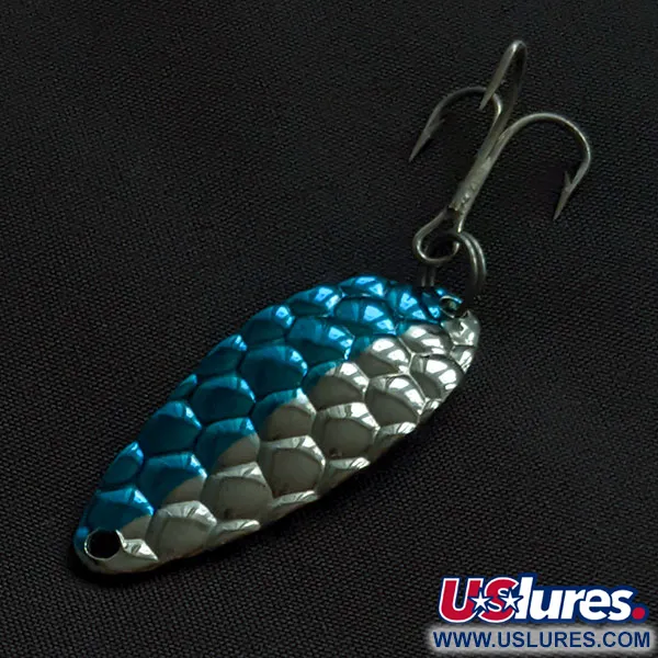 Vintage Acme Little Cleo, 1/4oz nickel/blue fishing spoon #21556