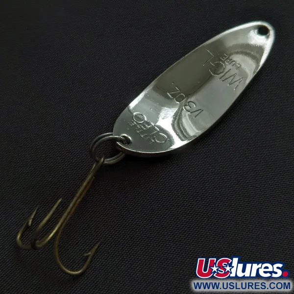 Vintage Acme Little Cleo (1980s), 1/3oz nickel/blue fishing spoon #21557