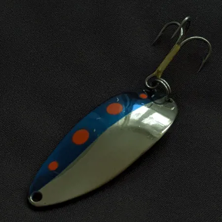 Vintage Seneca Little Cleo (Hula Girl), 1/2oz nickel/blue/red fishing spoon #21564