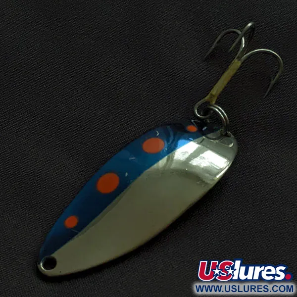 Vintage Seneca Little Cleo (Hula Girl), 1/2oz nickel/blue/red fishing spoon #21564