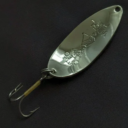 Vintage Seneca Little Cleo (Hula Girl), 1/2oz nickel/blue/red fishing spoon #21564