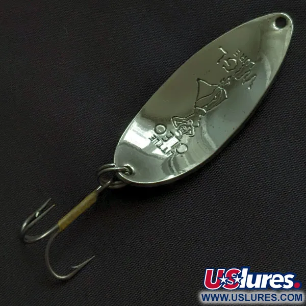 Vintage Seneca Little Cleo (Hula Girl), 1/2oz nickel/blue/red fishing spoon #21564