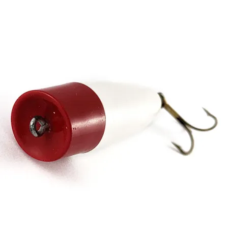 Vintage Atlantic Lures Crack popper, 3/16oz red/white fishing lure #21598
