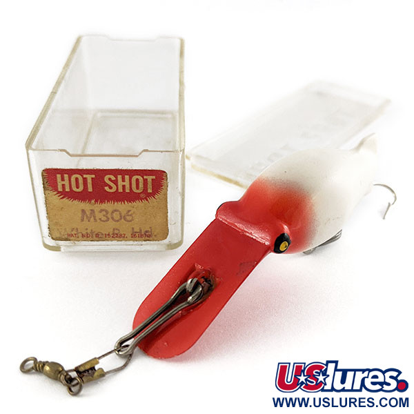 Vintage   Eddie Pope Hot Shot M 306, 1/4oz White Red Head fishing lure #21627